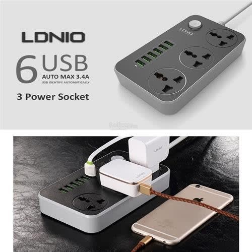3 Power Sockets With 6 Usb - Model Sc604