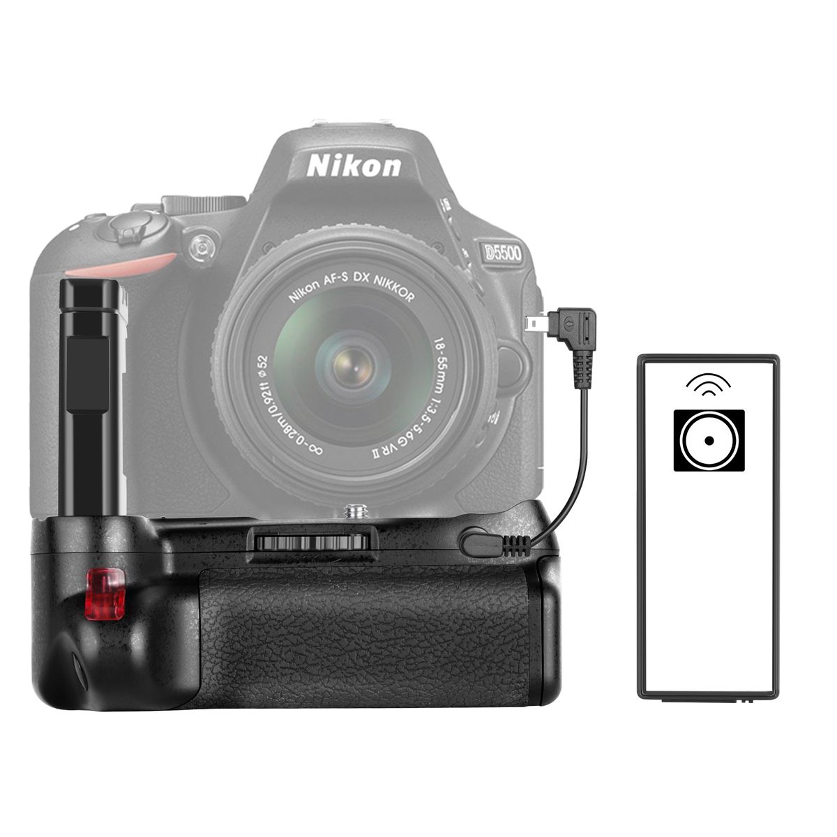 Professional Vertical Battery Grip Work With EN-EL14A Rechargeable Battery For Nikon D5600 D5500 DSLR Camera (Battery Not Included)