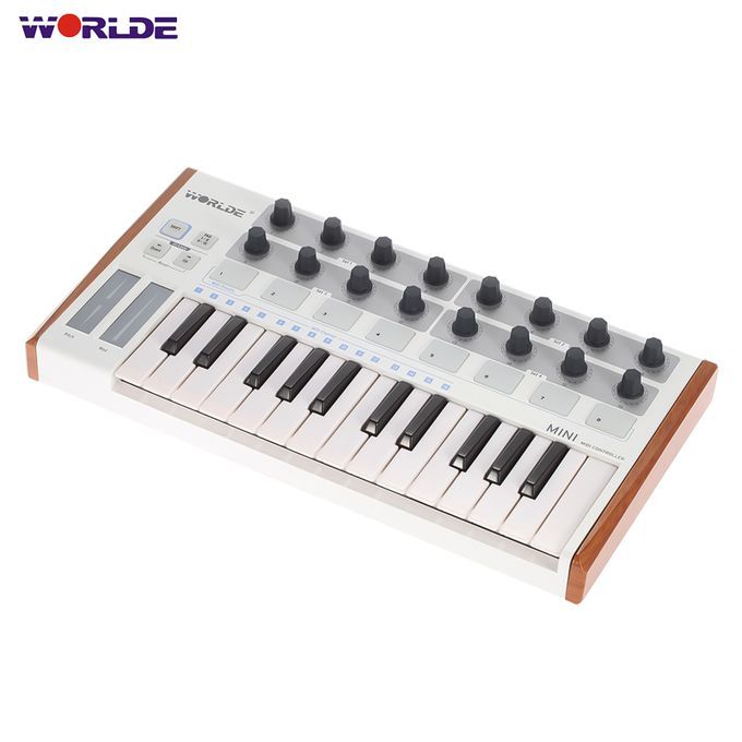 Worlde Mini 25-Key USB MIDI Drum Pad And Keyboard Controller