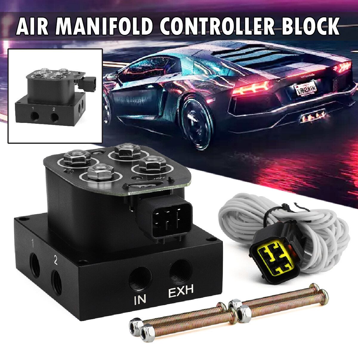 350PSI Air Suspension Solenoid Manifold Valve 2 Corner Manifold Controller Block