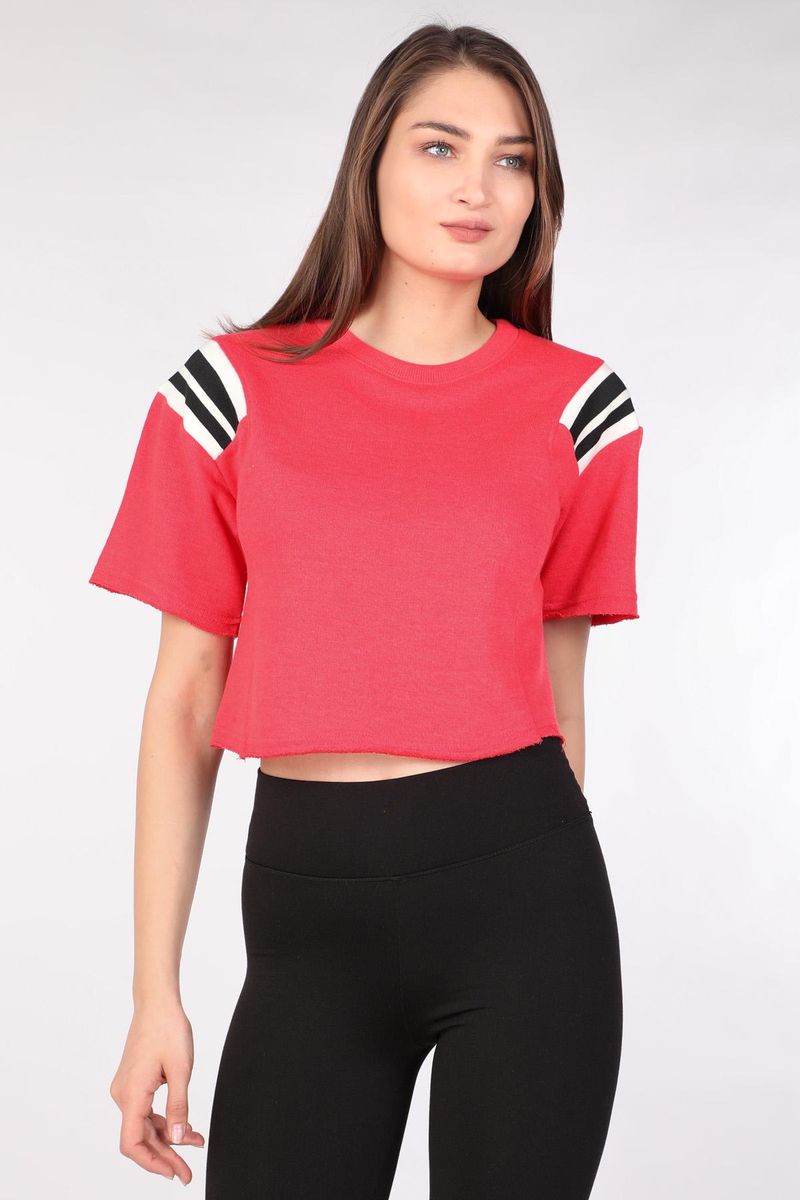 Women's Ribbed Crop T-shirt Pomegranate Blossom