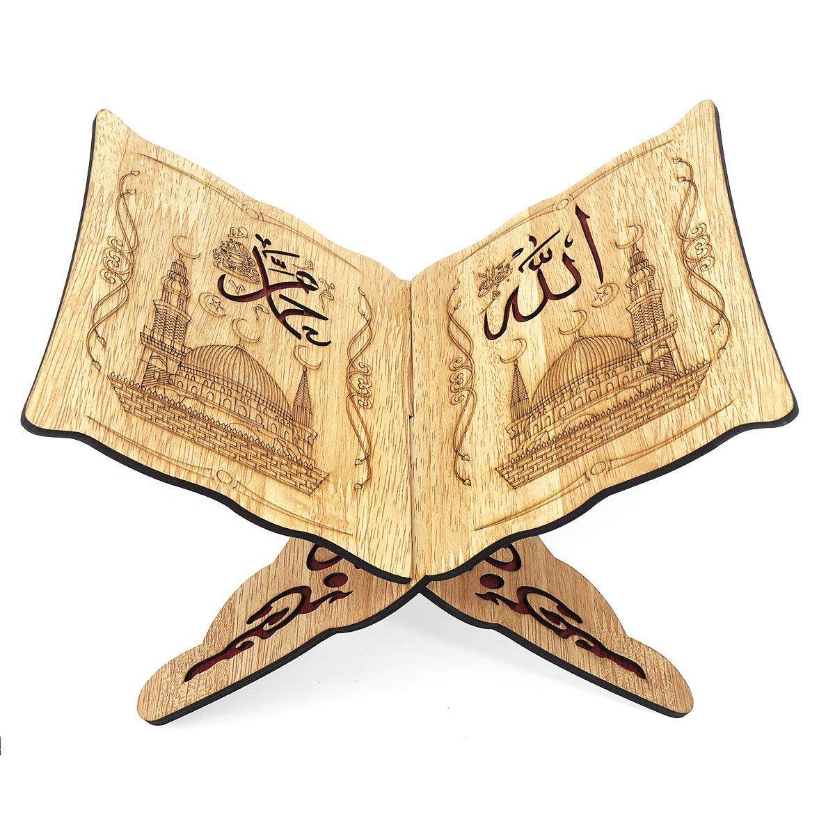 Quran Ramadan Eid Wooden Bookshelf Book Holder Stand For Islamic Prayer Arts 5mm 20*30 C Red Rice White Noodles