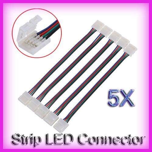 5PCS 15CM 10mm Width 4 Pin Connector With Line For RGB 5050 Led Strip Lights No
