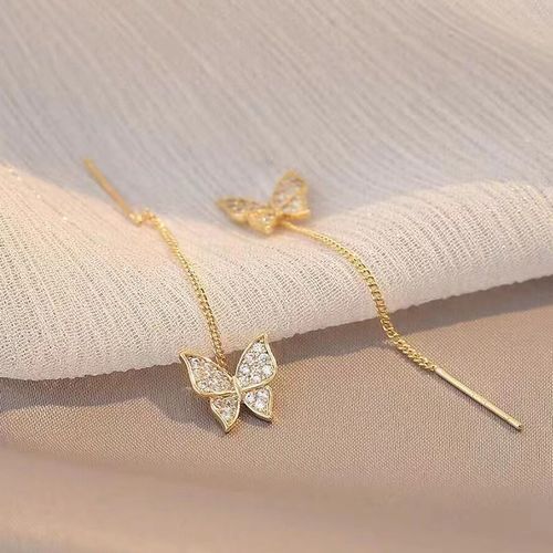 Butterfly Dangle Drop Earrings Bridal Drop Dangle Ear Stud In Gold Plating