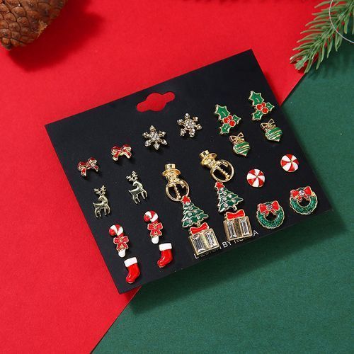 Christmas Earrings Christmas Tree Snowman Gift Elk Earrings Set