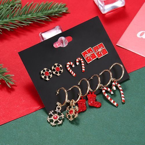 Christmas Earrings 6 Pieces Gift Alloy Simple Combination Earrings