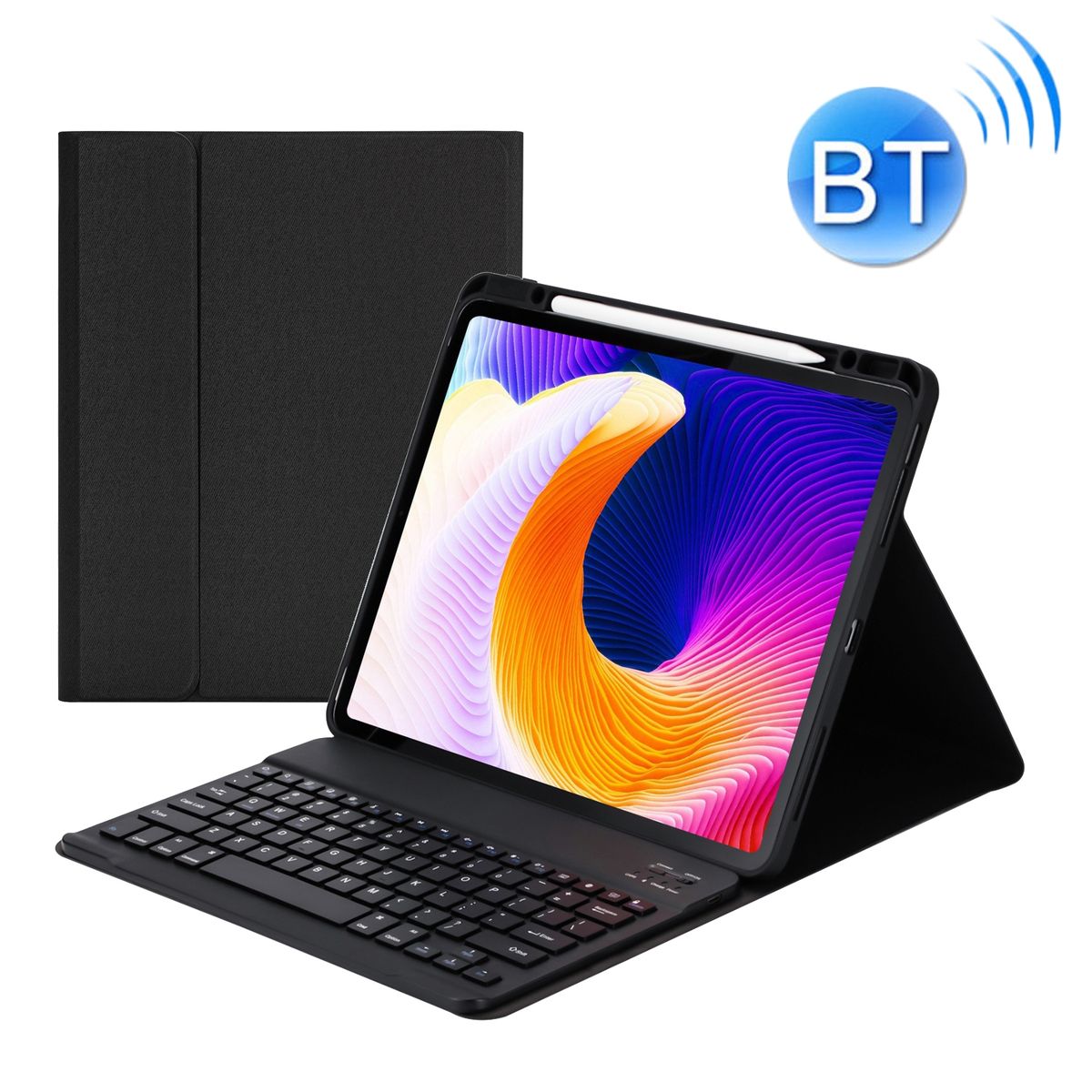 HK132 Detachable Plastic Bluetooth Keyboard Protective Case With Holder & Pen Slot For IPad Pro 12.9 Inch 2021 / 2020 / 2018(Black)