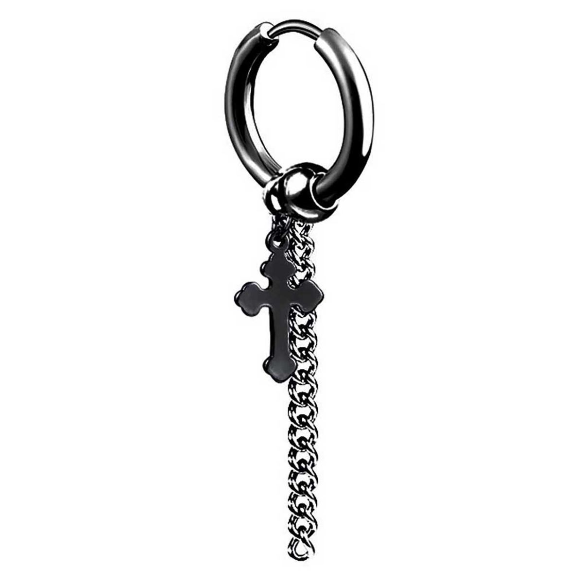 1Pc Hoop Earring Cool Unisex Stainless steel Long-Black