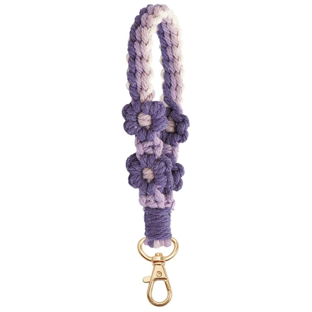 Lovely Color Woven Bracelet Keychains With Flower Stylish