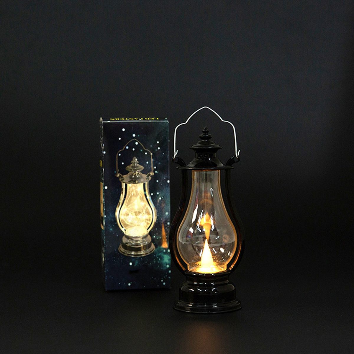 Desktop Lantern Hanging LED Lantern Lamp Black