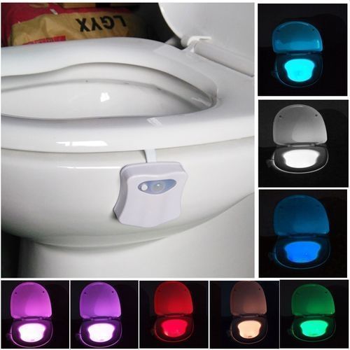 Indoor Night Motion Sensor LED Toilet Seat Cover Light Bowl Lamp, 8 Color