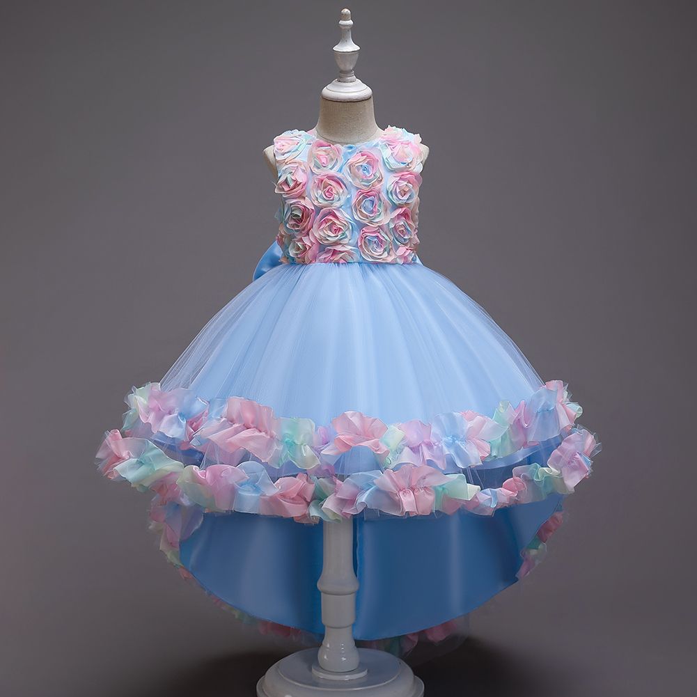 Girls Children Kids New Arrival Long Tail Wedding Evening Dinner Party Princess Dress Ball Gown