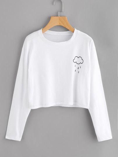 Weathery Sky Round Neck Crop Top