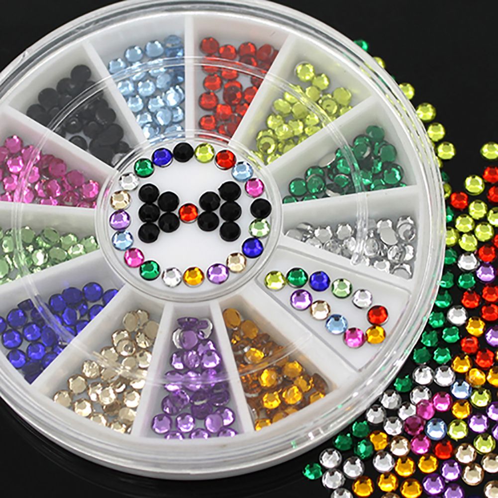 12 Colors Glitters 3mm Acrylic Nail Decoration Stickers DIY-