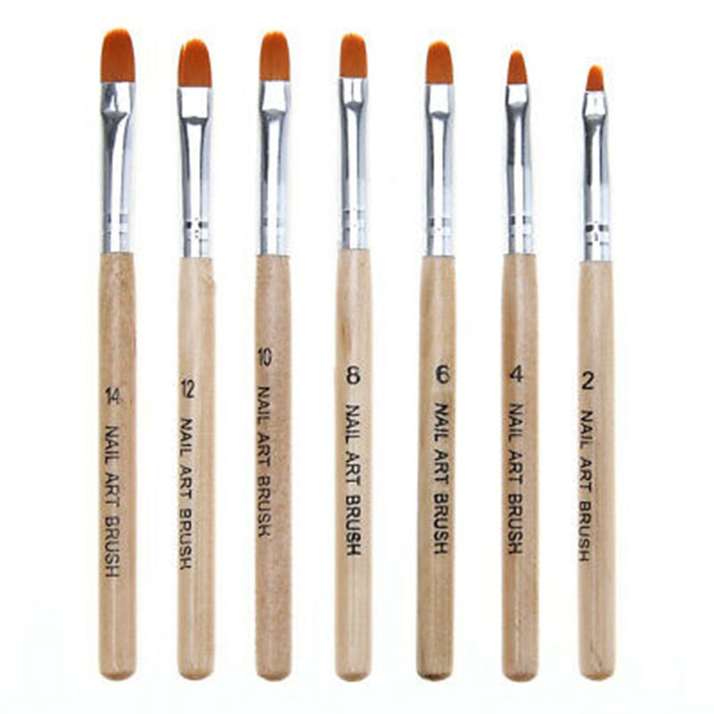 7Pcs Wooden Nail Painting Phototherapy Pen Brush Acrylic-