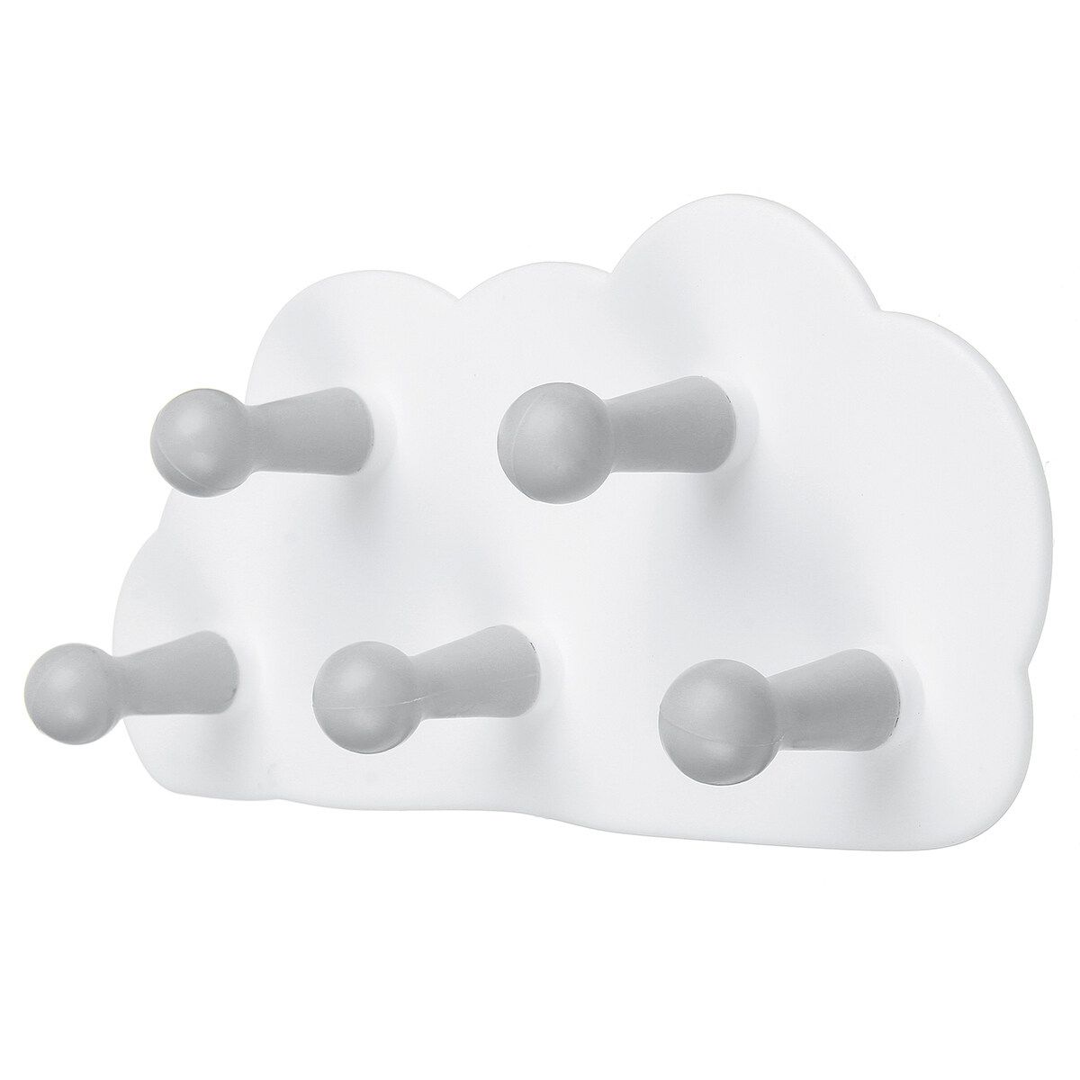 Cute Cloud Moon Wall-mounted 5 Hooks Key Coat Towel Hanger Holder Decoration Grey