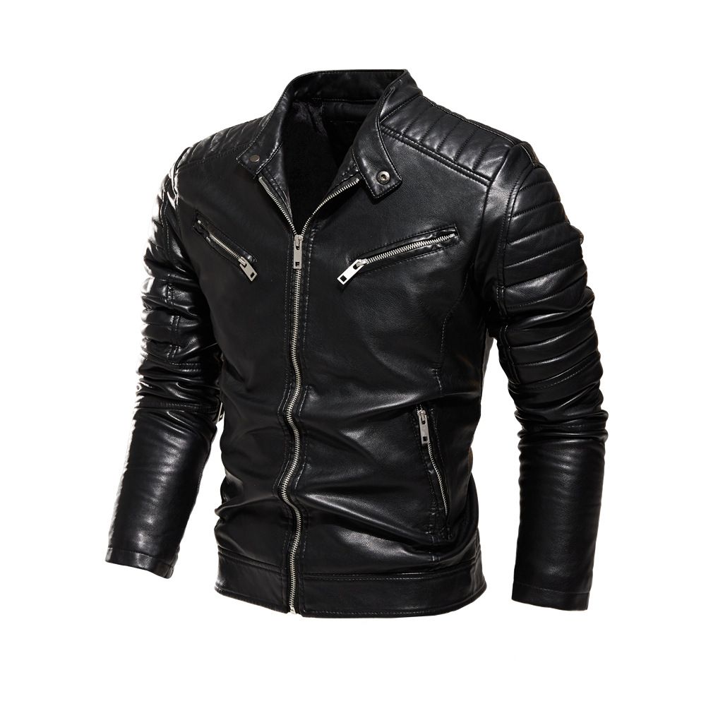 Men Leather Jacket Motorcycle Style Male Business Casual Jackets Warm Overcoat