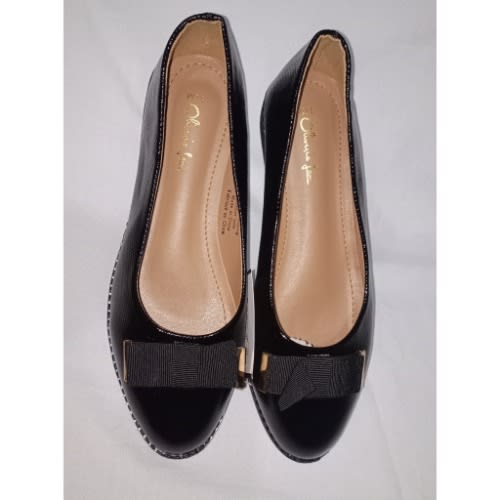 Oliveria - Taped Bow Ladies Flat Shoe - Black