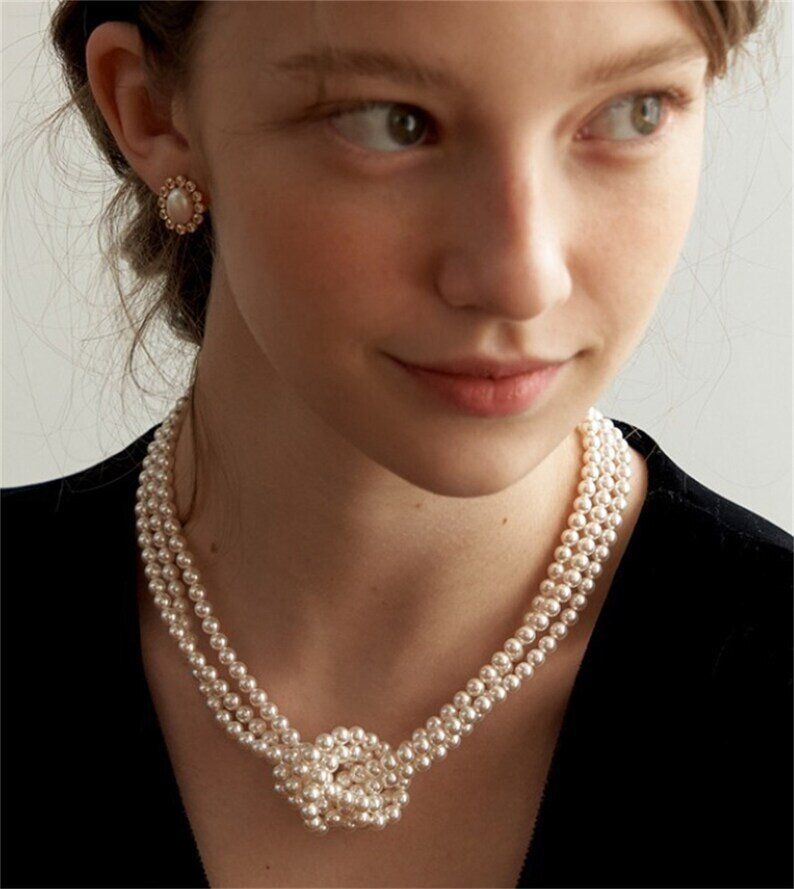 Dainty Pearl Necklaces Elegant Layered Necklace Gift For Mom/Her
