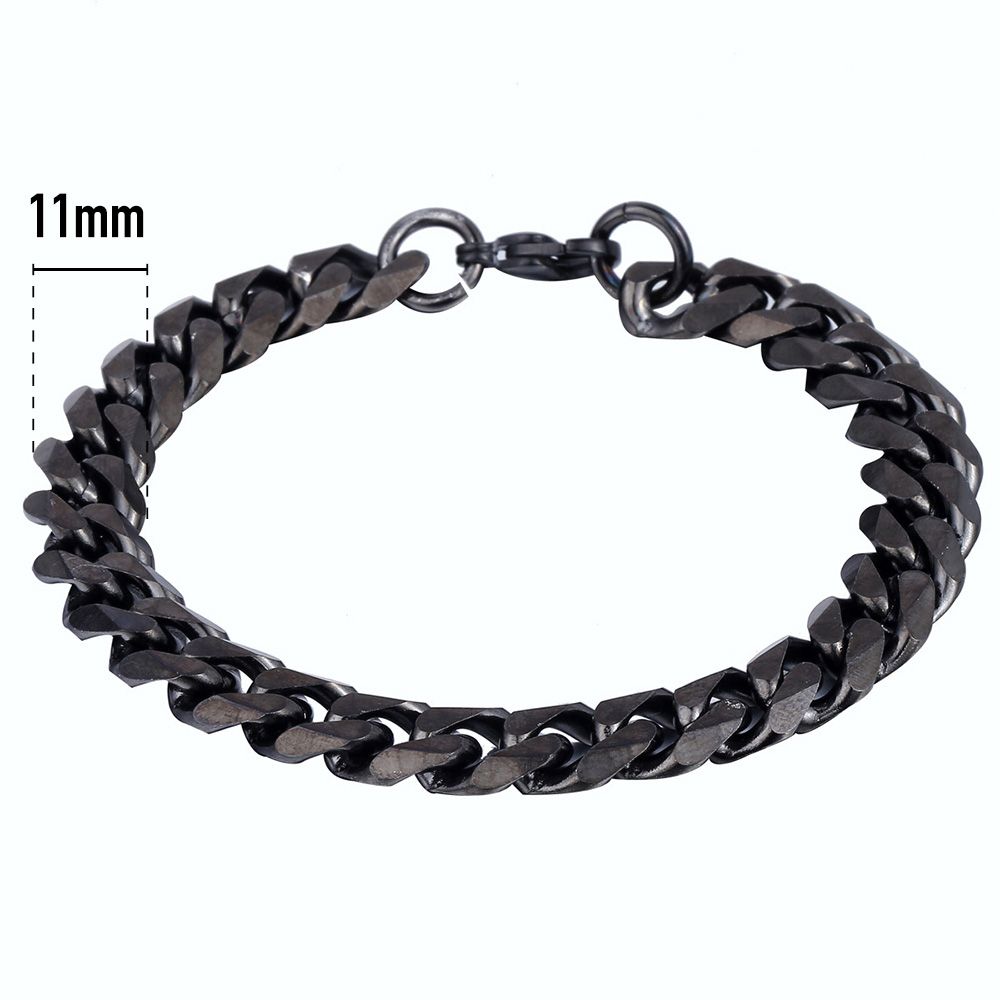 Mens Womens Let Stainless Steel Curb Cuban Link Chain Black Gold Silver