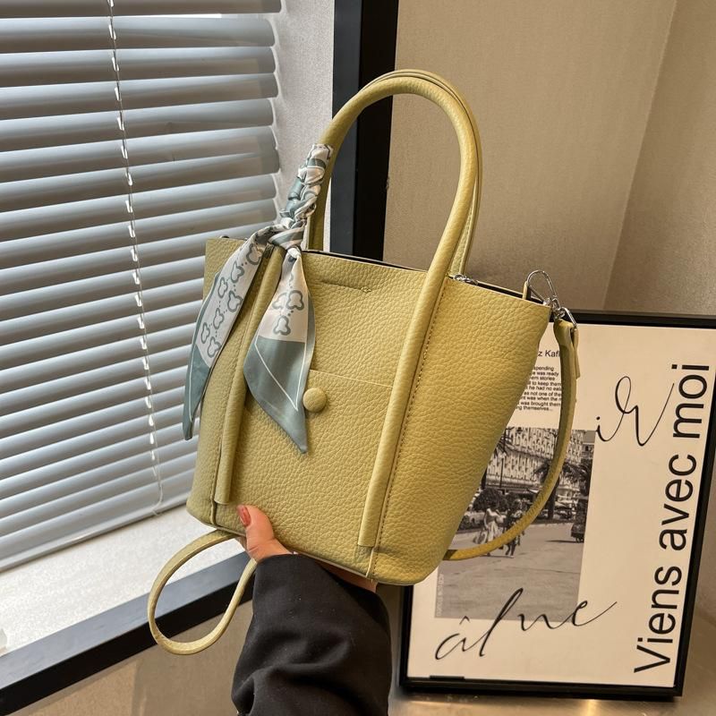 Handheld Simple Tote Bag 2023 Spring/Summer New Fashion Litchi Scarf Bag Single Shoulder Crossbody