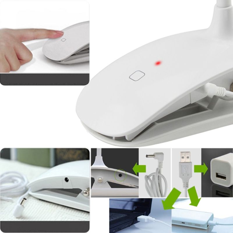 Flexible LED Reading Rechargeable Clip-on Bed Table Desk