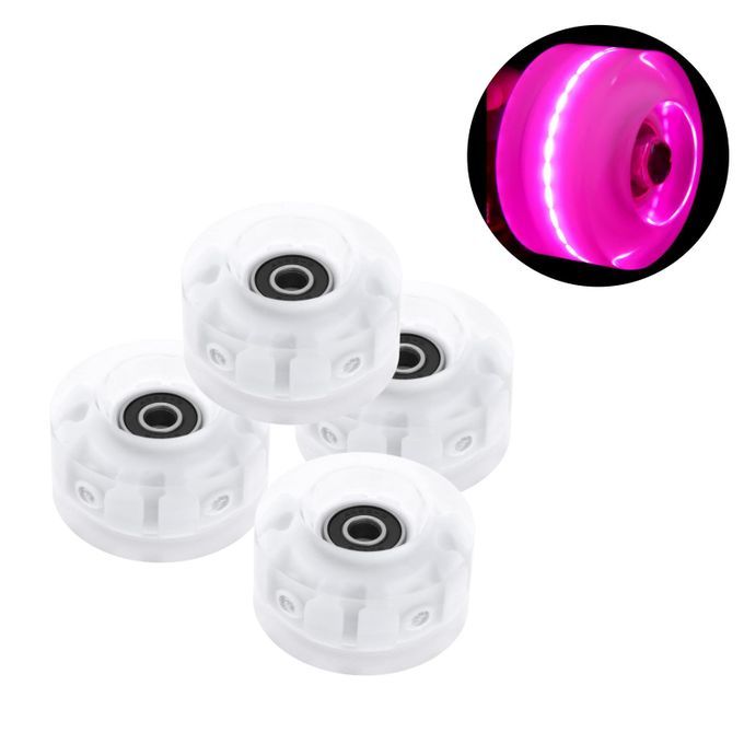 4Pack Quad Roller Skate Wheels With Bearings For Double Row Pink