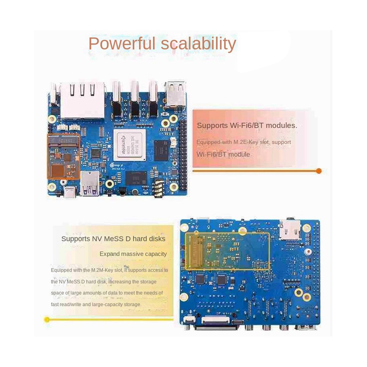 For Orange Peel 5 Plus 16GB RAM + 256GB Emmc Module RK3588 Octa-Core Support 8K Video 2.5G WiFi6 BT Module Kit EU Plug