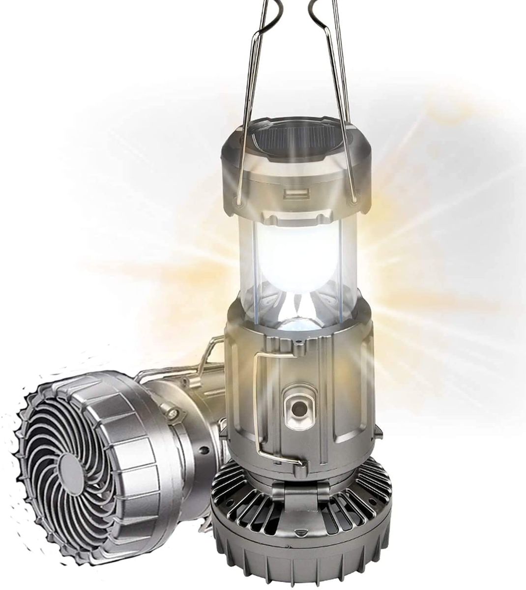NEW Rechargeable Solar Camping Light With Fan AND POWERBANK