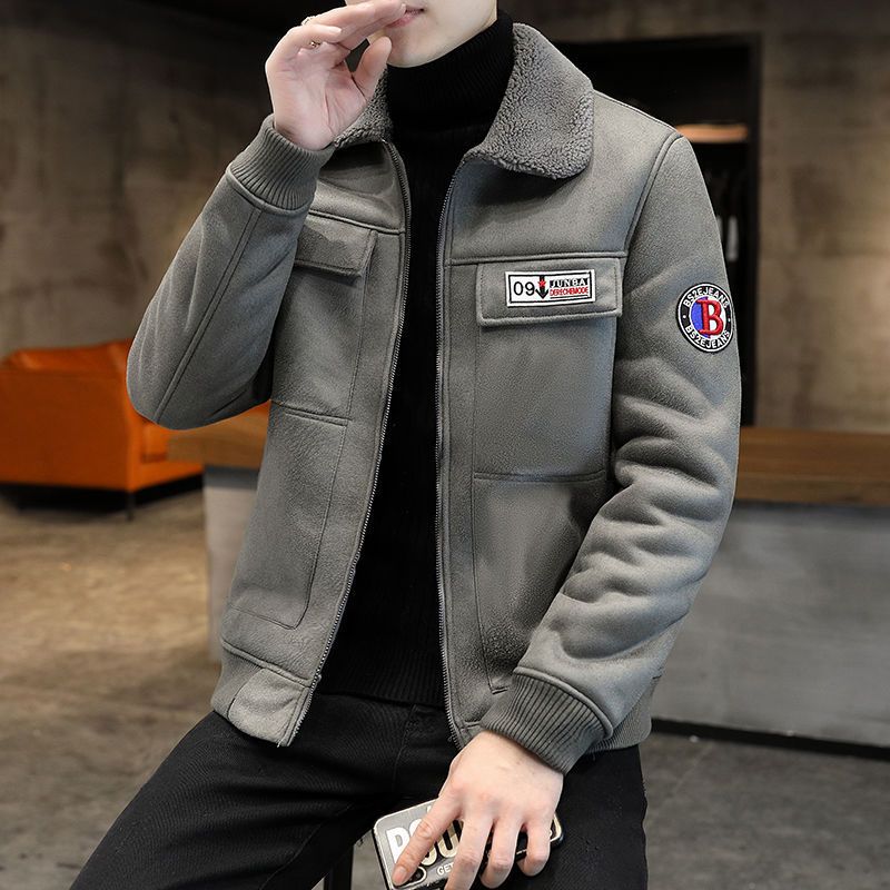 Men Fur All-in-one Jacket Clip To Overcome Jacket Thickening Warm Lamb Fleece