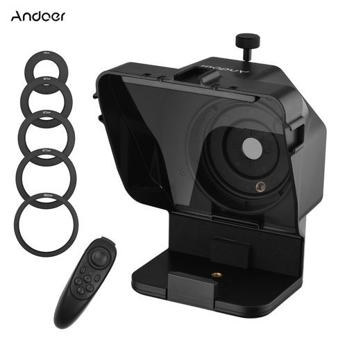 Andoer Portable Smartphone Teleprompter Prompter With Phone Holder Adapter Remote Control For Video