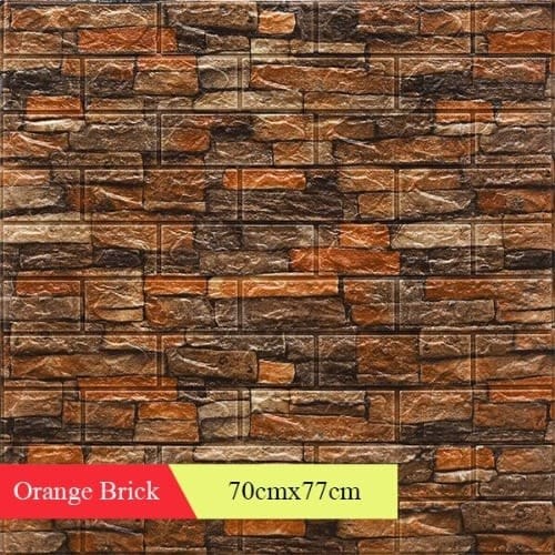 Self Adhesive Brick Wallpaper Sticker - Orange