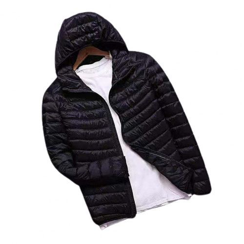 Men Down Coat Oversize Solid Color Padded Hooded Cardigan Loose Casual Zipper