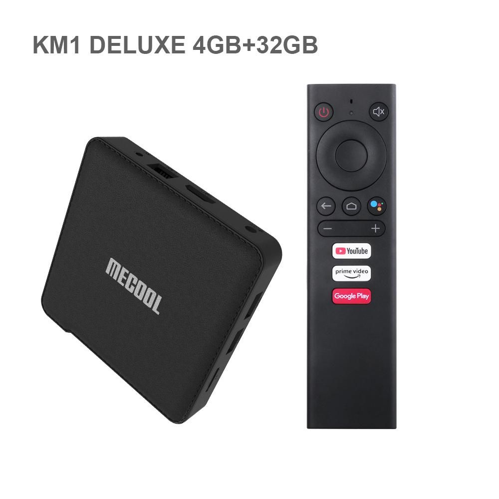 MECOOL KM1 TV Box DELUXE 4GB+32GB S905X3 Quad-core Chipset CPU Cortex-A55 Android 9.0 TV Set Top 4K HDR 2.4/5G 2T2R WiFi Media Player Support TF Card Compatible with Google Assistant