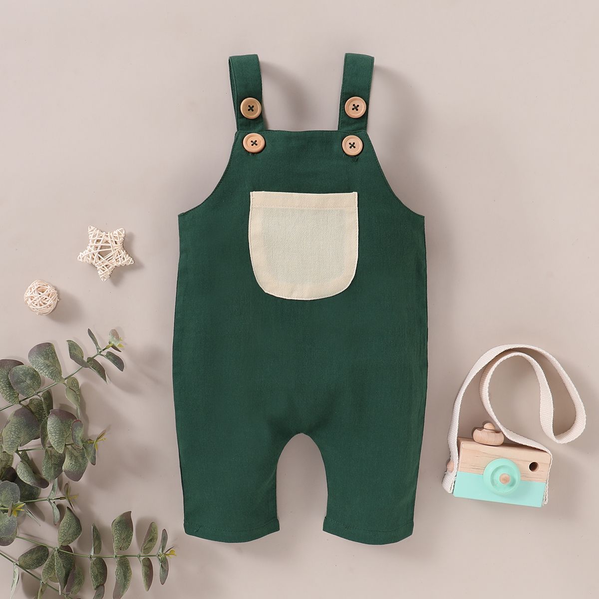 Toddler Baby Boys Lightweight Overalls Bib Pants -Green