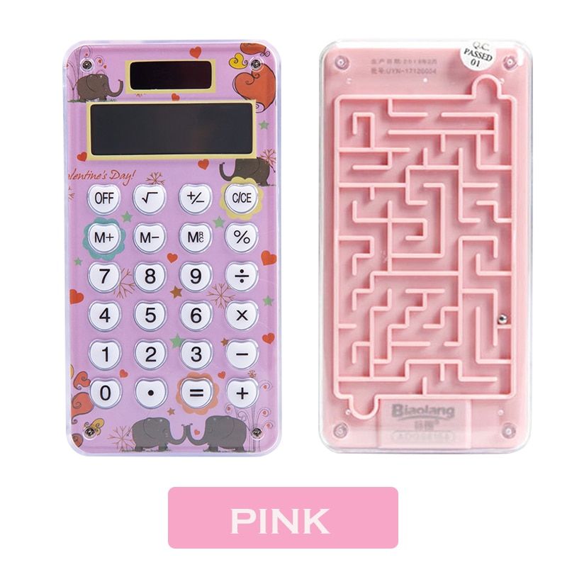 M&G Modern Thin 12-digit Calculator Dual Power Cute Small Solar Calculators 4 Colors Caculator Scientic Calculater MINI PINK
