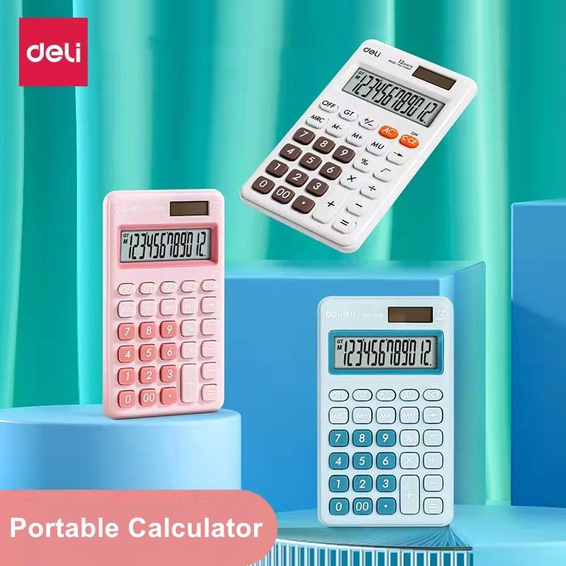 Portable Calculator For Home Office Calculators Solar Battery Dual Power Fashion Color Calculating Machine Stationery Blue