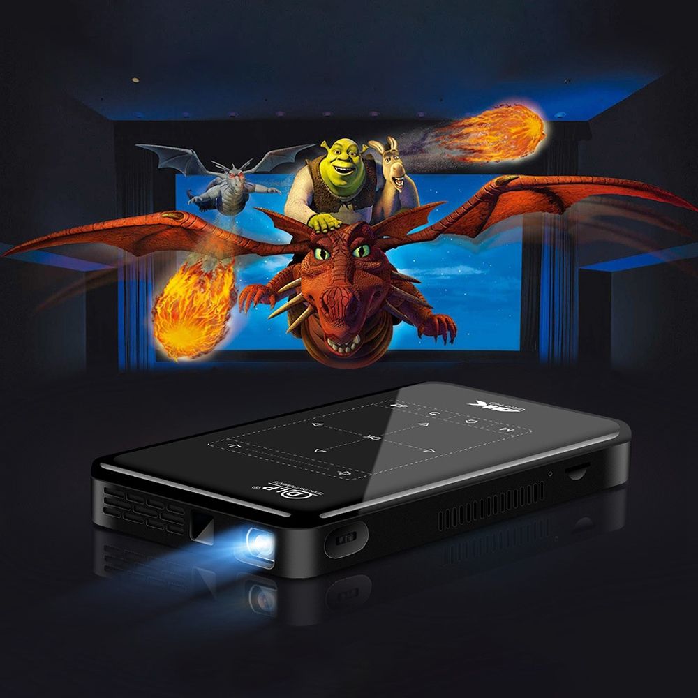 P9II Portable 4K Ultra HD DLP Mini Smart Projector With Infrared Remote Contro(Black)