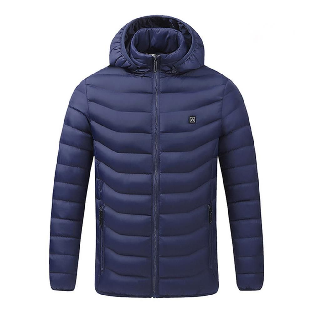 Electric Heated Vest Jackets Down Down Cotton Outdoor Coat Hooded Winter Thermal Warmer Jackets Winter Outdoor-Blue