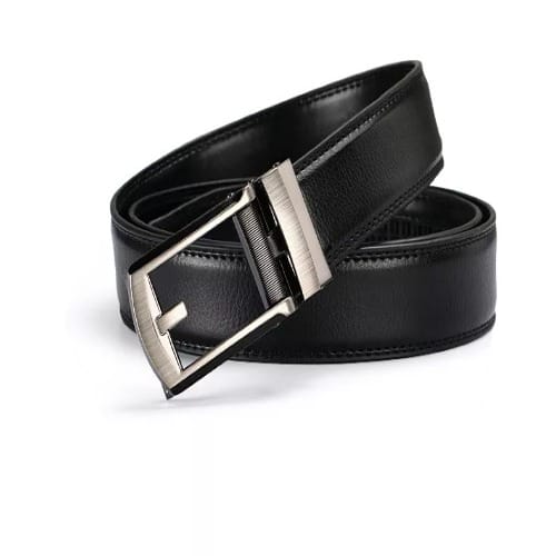 Men's Leather Buckle Belt - Black