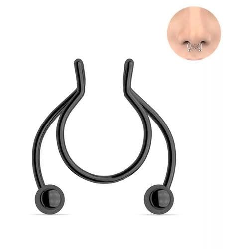 Unisex Septum Hoop Non Piercing Nose Ring- Black