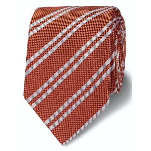 Slim Orange Double Stripe Silk Tie