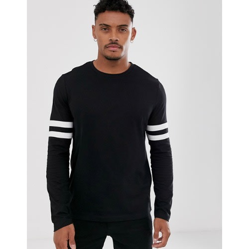 Black Sweatshirt With Double Stripes