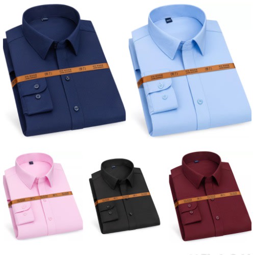 5pcs Exotic Longsleeve Shirt - Pink -  Black - Wine - Sky Blue - Navy Blue