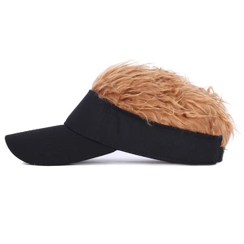 Baseball Cap With Wig - Unisex - Brown