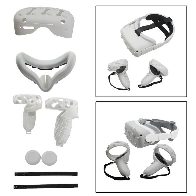 VR Face Cover Skin Set Bundle For Oculus Quest 2 Face Protect  White