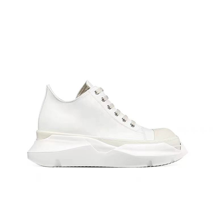 Tall Thick Soled Round Toe Sports Daddy Shoes-Low Top White