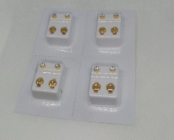Gold Plated  Earrings Simulated Diamond  Stud Set X4