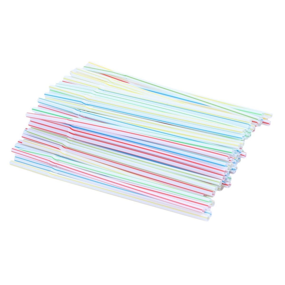 100Pcs Disposable Flexible Straws Plastic Drinking