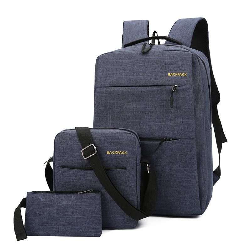 2020 USB Charging Computer Bag Three Piece Business Backpack Backpack Men's Canvas Bag Student Bag